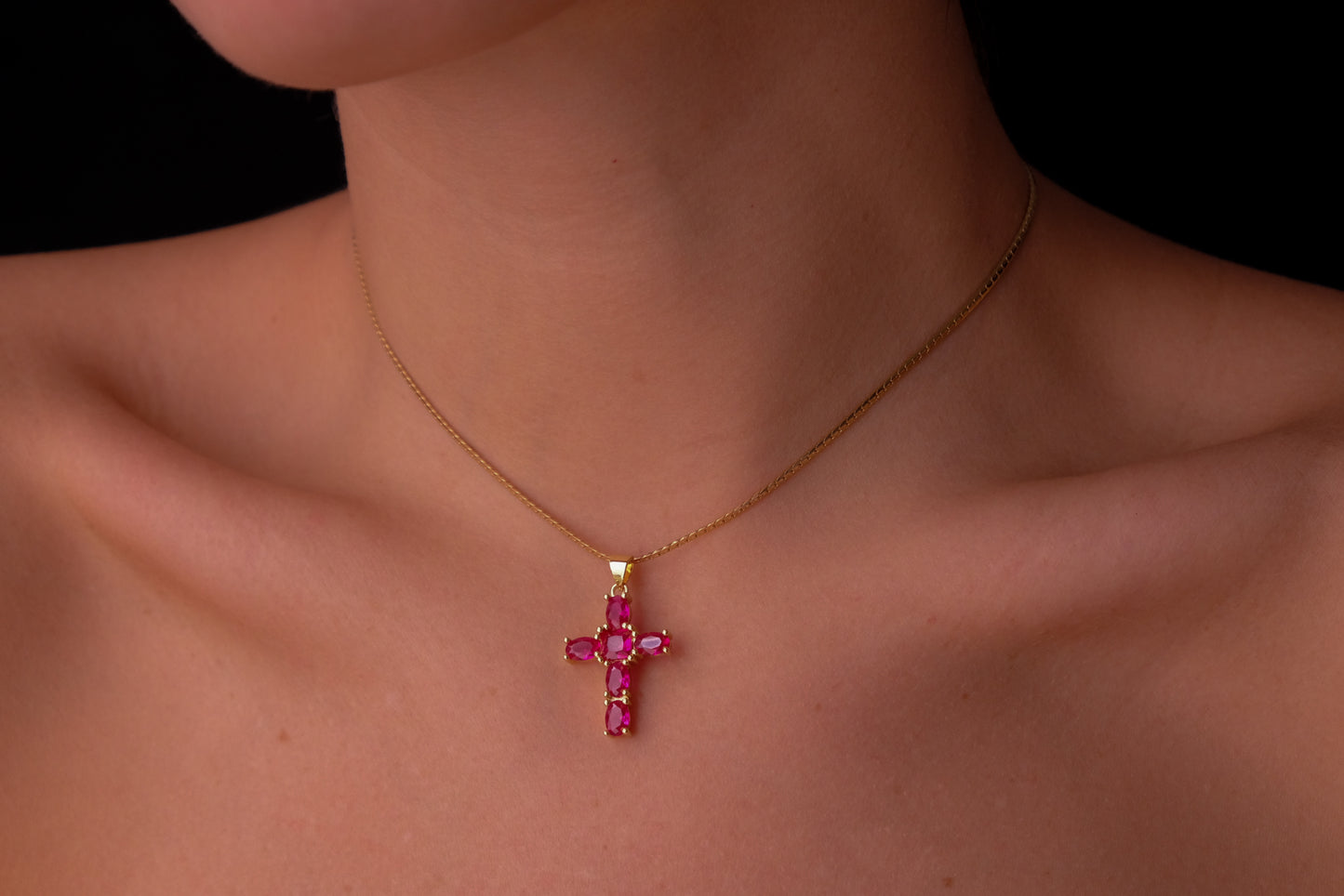 Hot Pink cross choker