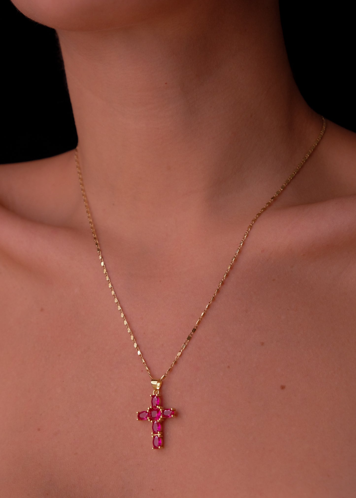 Hot Pink cross necklace