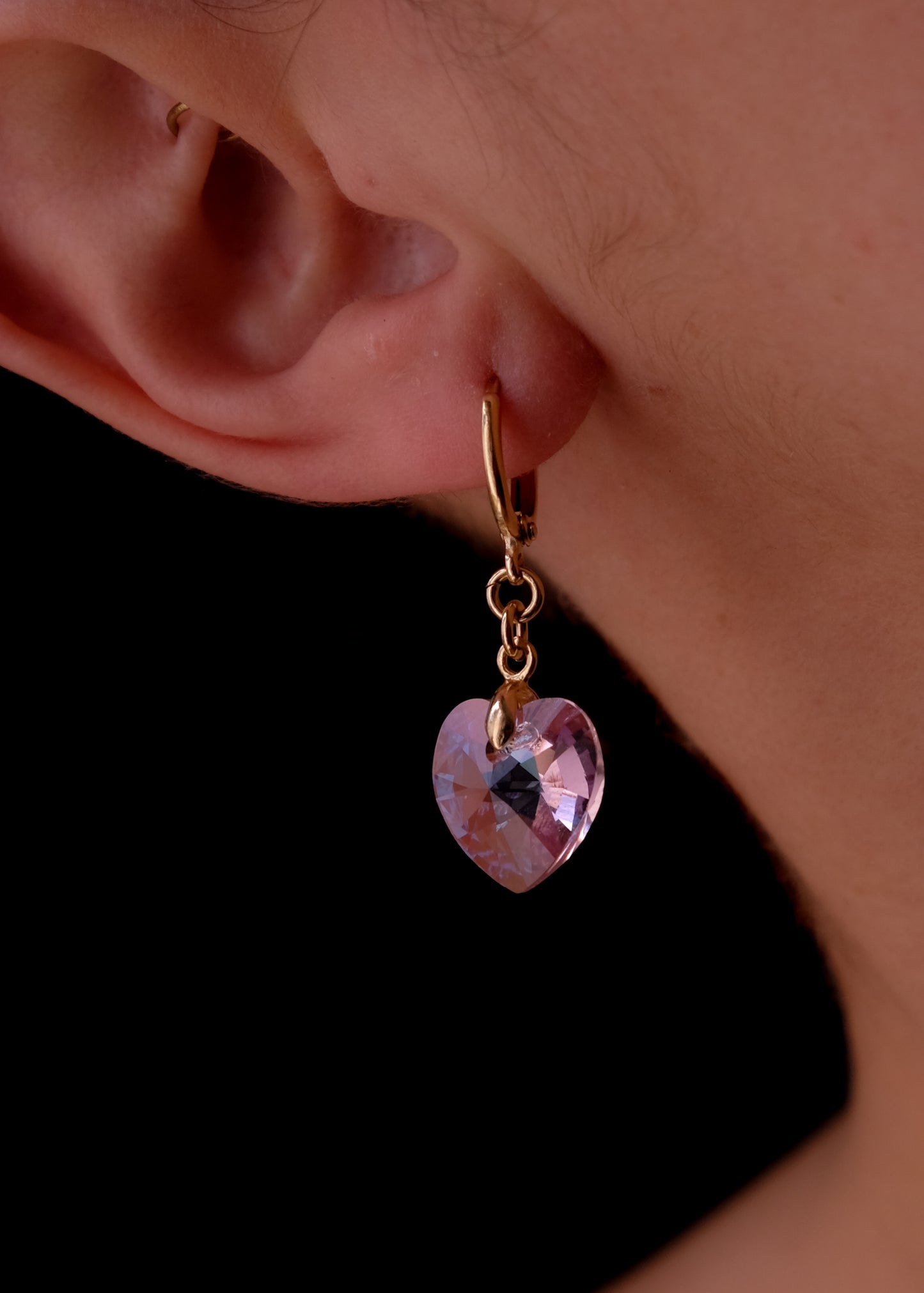 Lilac crystal heart earrings