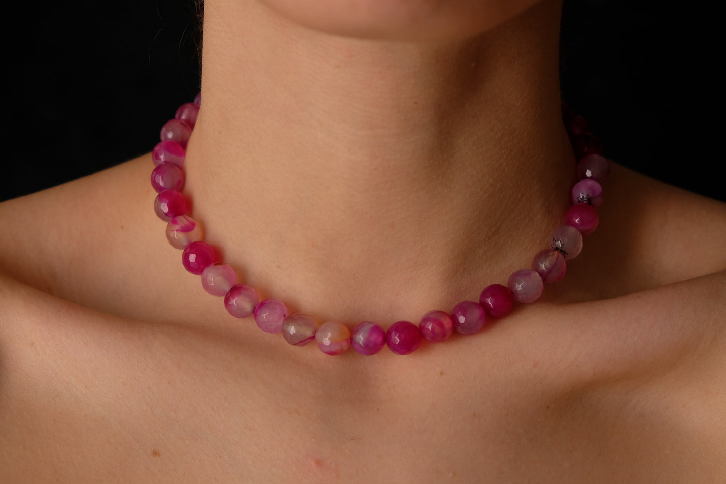 Pink agate stone choker