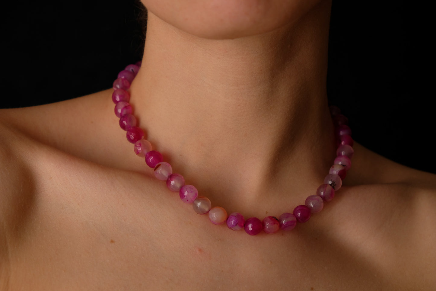 Pink agate stone choker