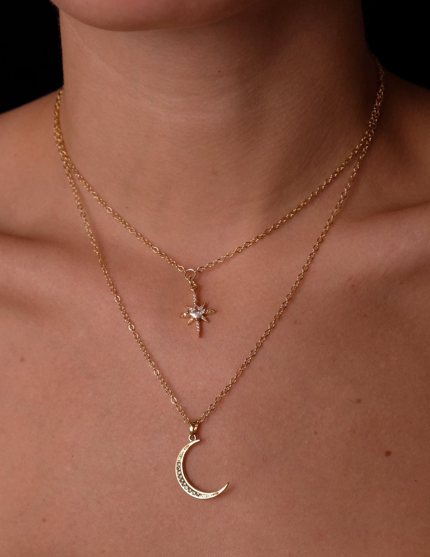 Stella and crescent moon set