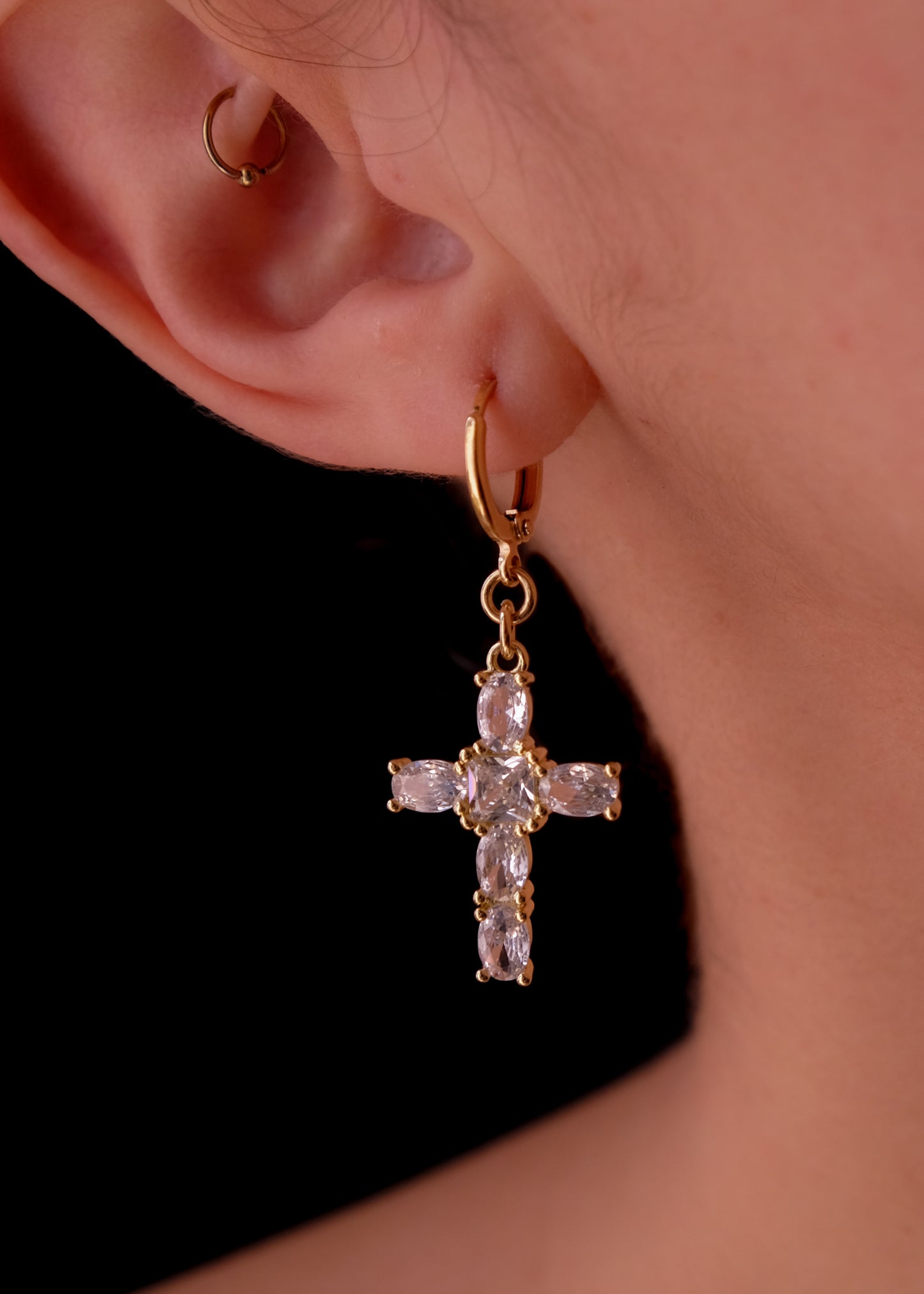 White cross earrings