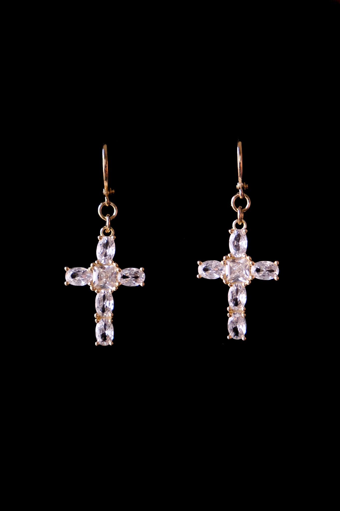 White cross earrings