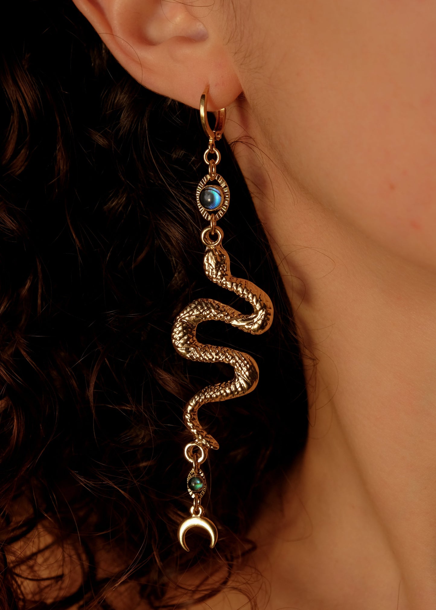 Snake and Eclipse Earrings