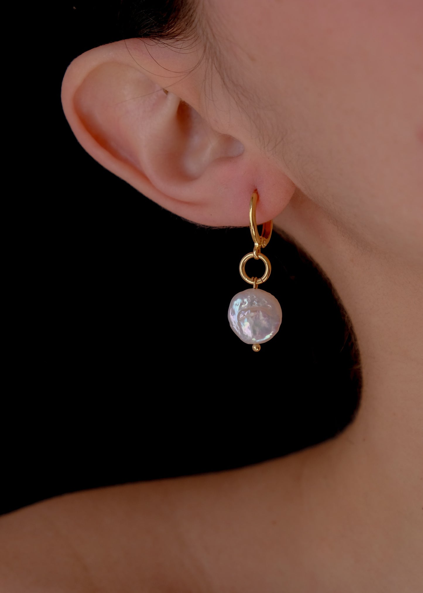 Button Pearl Earrings