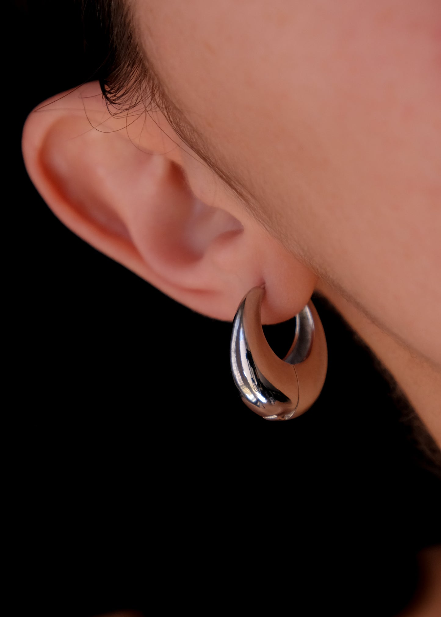Drops silver hoops